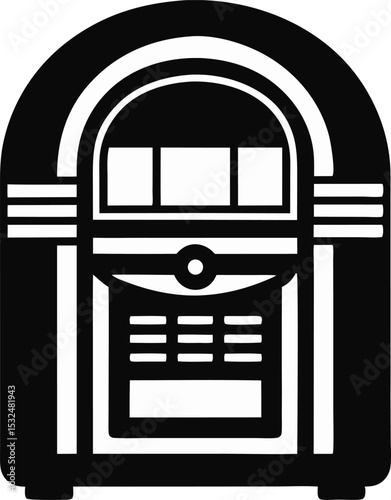 Vintage Jukebox Silhouette Vector Illustration 