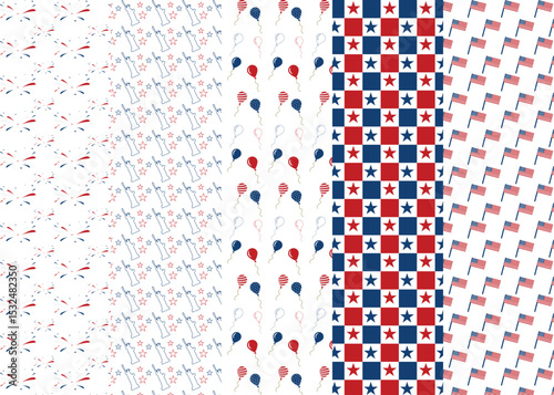 Set of holiday patterns, for independence day
