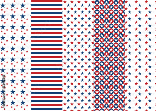 Set of patterns in American colors, to independence day