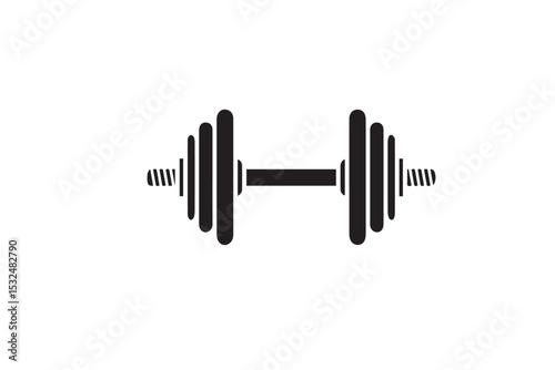 Dumbbell Silhouette Vector – Minimalist Black Fitness Icon for Gym and Health Designs