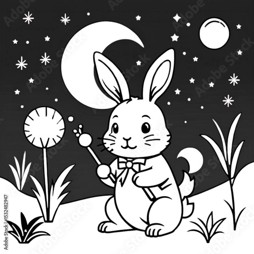 満月の夜のウサギ｜Rabbit on a Full Moon Night