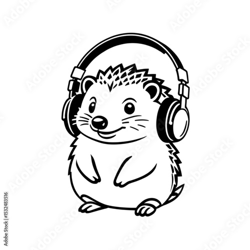 ヘッドホンのハリネズミ｜Hedgehog with Headphones
