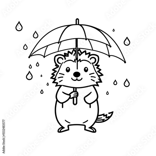 傘を持つハリネズミ｜Hedgehog with Umbrella