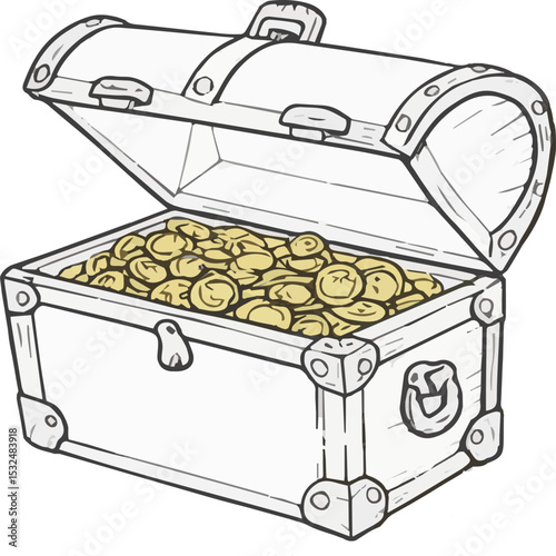 A vector of a chest full of gold coins Art & Illustration