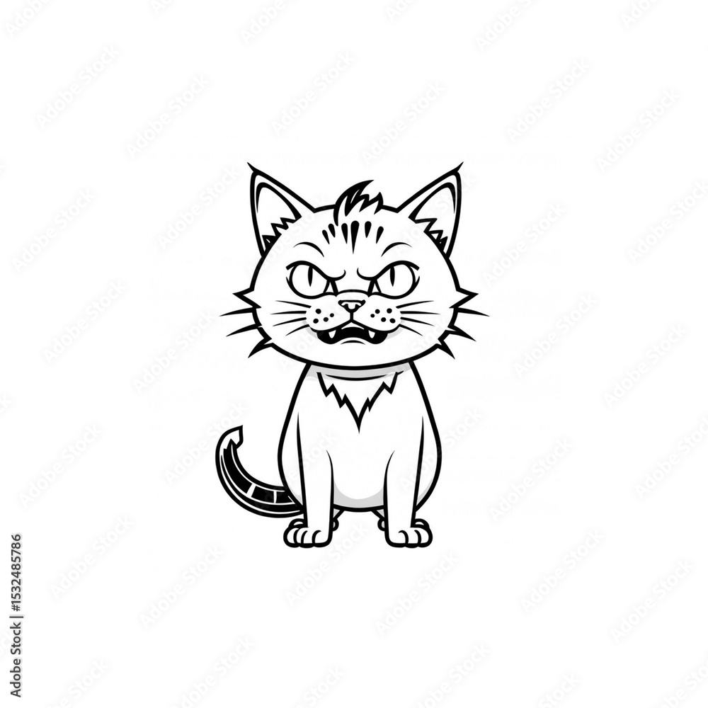 Obraz premium 怒った表情のネコ｜Angry Looking Cat