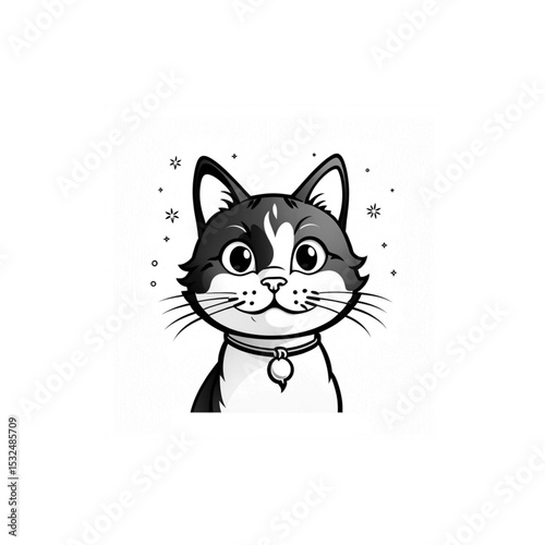 星に囲まれた笑顔の猫｜Smiling Cat Surrounded by Stars