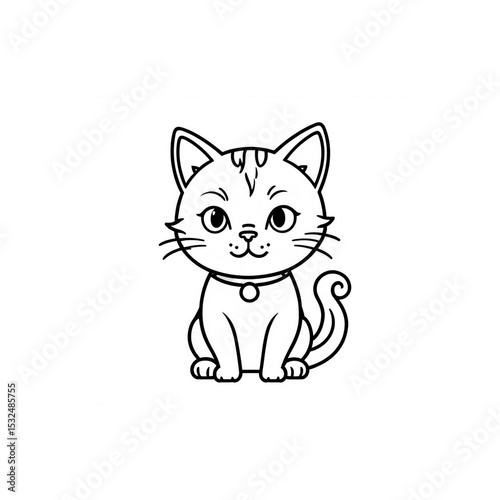 しっぽを巻く賢そうな猫｜Smart-Looking Cat with Curled Tail