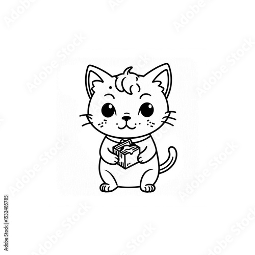 牛乳パックを持つ子猫｜Kitten Holding a Milk Carton