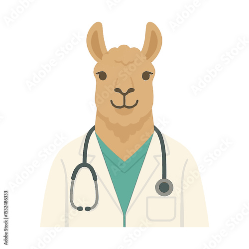 llama in a medical suit animal vector on a white background
Vector animal in a medical suit on a white background