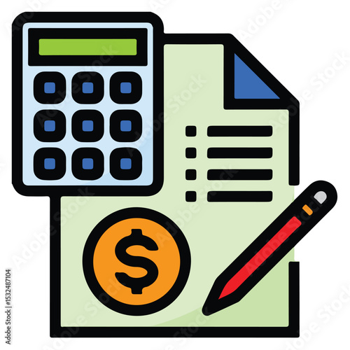 Bookkeeping Icon – Expense Record and Ledger Vector EPS 10