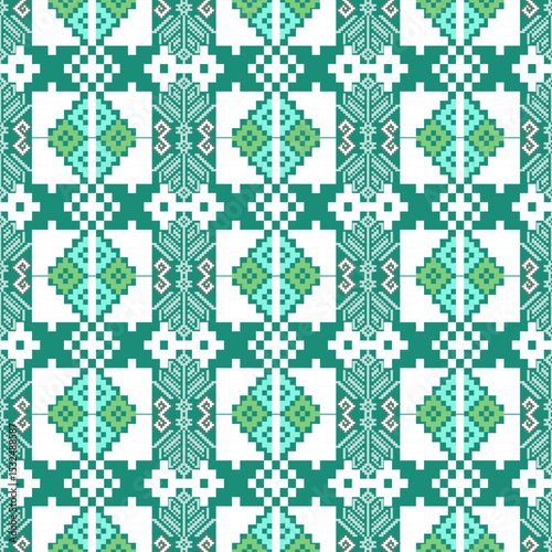 Traditional Red Pixel Pattern – Seamless Vector Style
