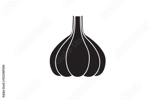 Garlic Bulb Silhouette Vector – Minimalist Black Icon for Culinary and Organic Food Designs