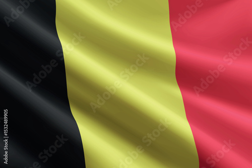 Belgium flag waving in the wind, detailed silk texture