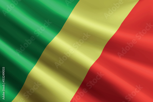 Congo flag waving in the wind, detailed silk texture