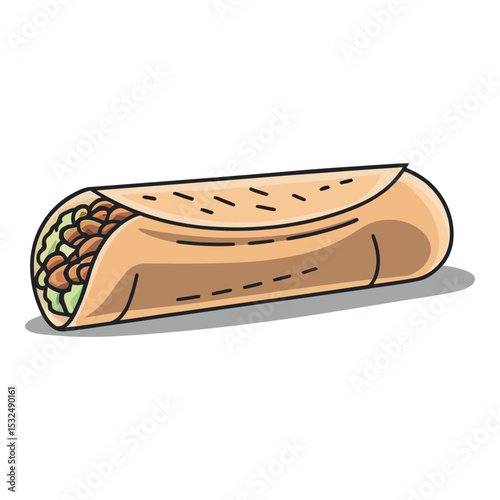 Delicious Burrito with Cheese and Veggies Illustration