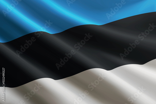 Estonia flag waving in the wind, detailed silk texture