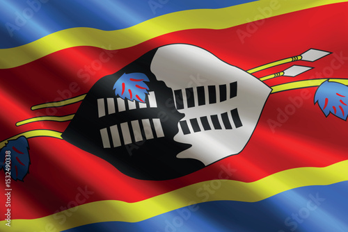 Tableau sur toile Eswatini flag waving in the wind, detailed silk texture