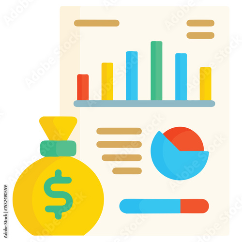 Project Report Icon – Summary Document and Planning Symbol on White Background EPS 10