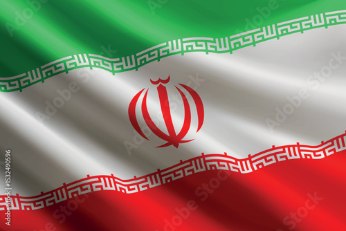 Iran flag waving in the wind, detailed silk texture