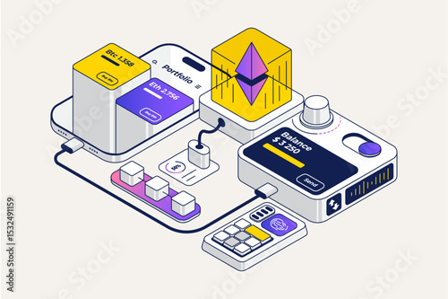 Creative technology isometric three-dimensional vector illustration