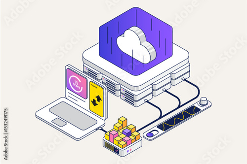 Creative technology isometric three-dimensional vector illustration