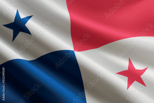 Panama flag waving in the wind, detailed silk texture