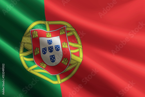 Portugal flag waving in the wind, detailed silk texture