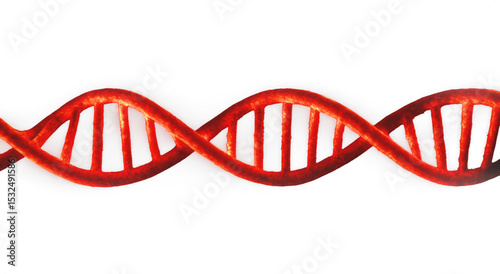 Horizontal Red DNA Helix on Transparent Background