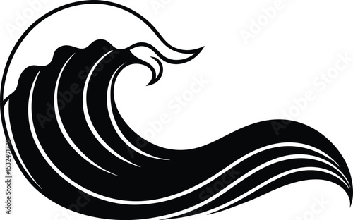 Wave – black silhouette on white background
