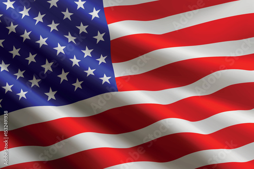 United States flag waving in the wind, detailed silk texture
