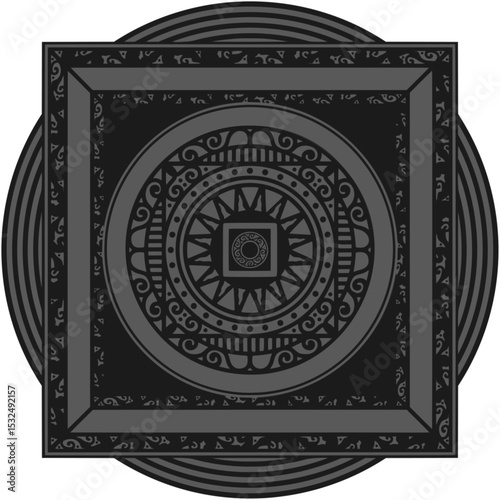 Ornamented mandala illustration; decorative motif