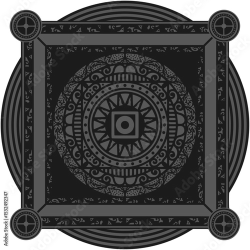 Ornamented mandala illustration; decorative motif