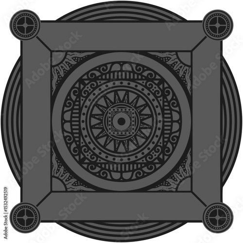 Ornamented mandala illustration; decorative motif