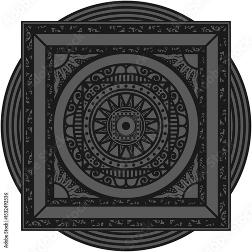 Ornamented mandala illustration; decorative motif