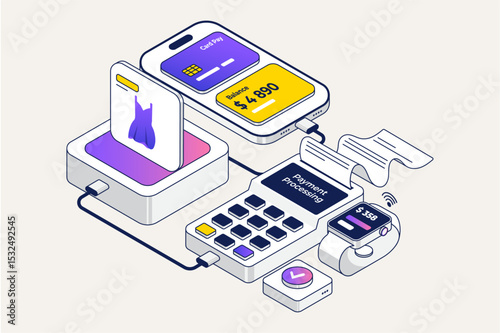 Creative technology isometric three-dimensional vector illustration