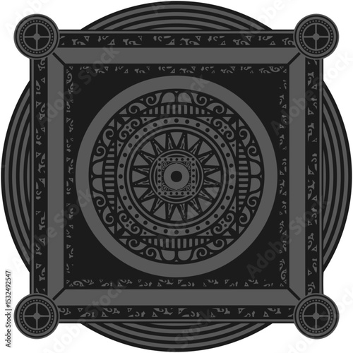 Ornamented mandala illustration; decorative motif