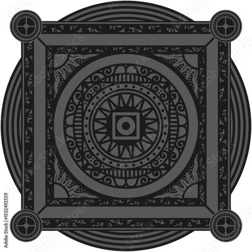 Ornamented mandala illustration; decorative motif