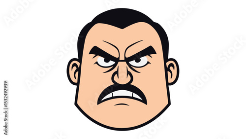 portrait of a person with big face and angry expression