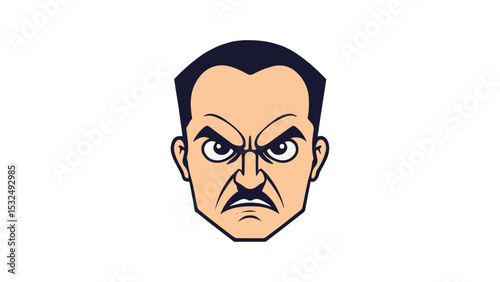 simple portrait of a person with angry face expression