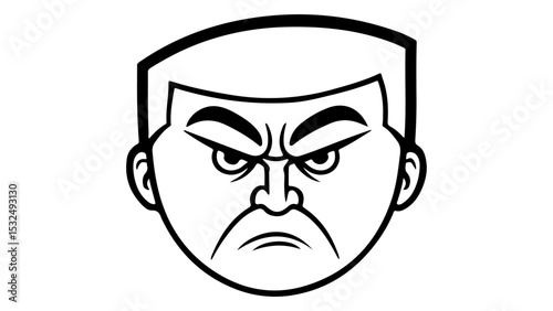 not satisfied angry person face cartoon style black and white vector illustration