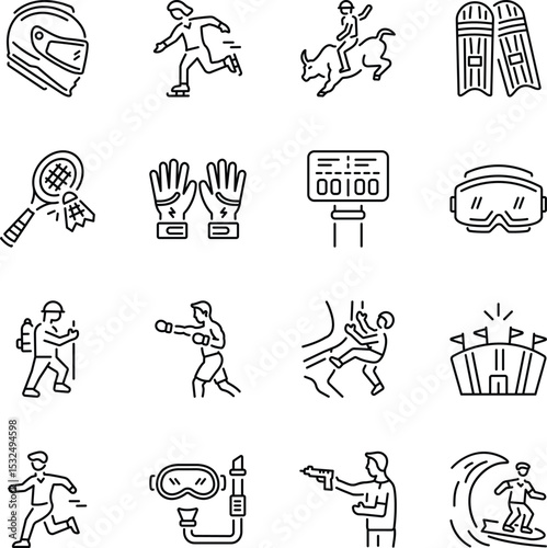 Set of Sports Gear Line Style Icons 


