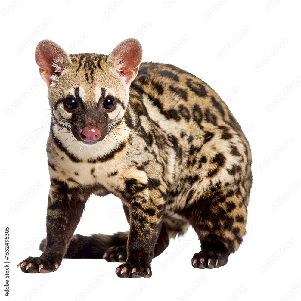 Naklejka premium Alert genet posing gracefully with curious expression on transparent background