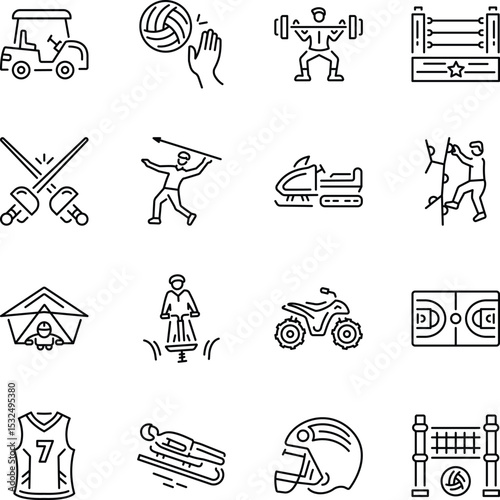 Pack of Olympics Linear Style Icons 

