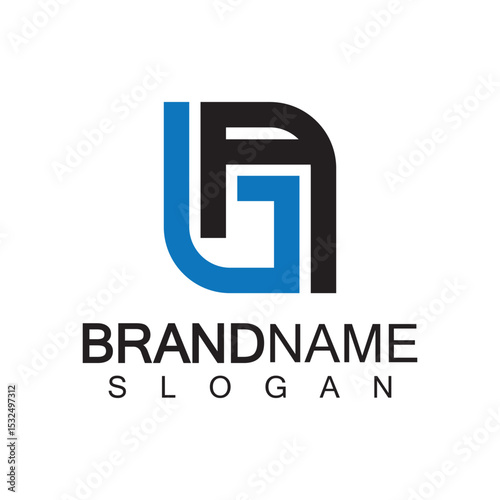 Alphabet Letters AG or GA logo design template