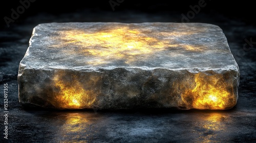 Icy Cube Enclosing Fire Abstract Texture on a Dark Shiny Surface