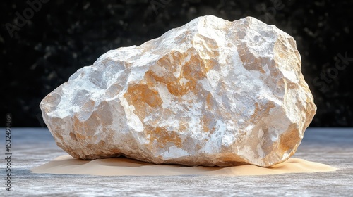 Closeup Rock Formation with Grainy Texture on Ground in Soft Lighting