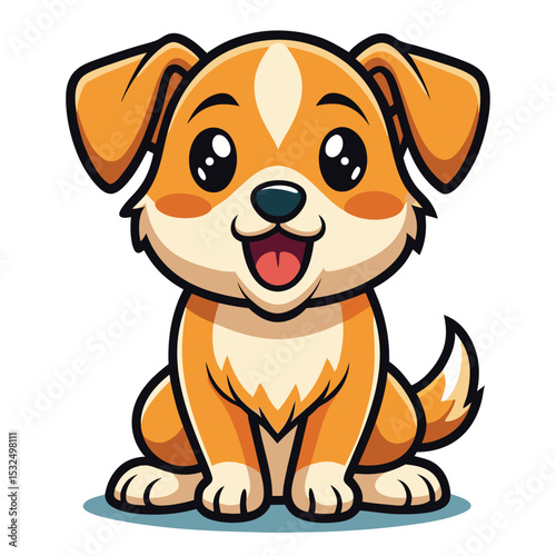Adorable cartoon puppy sitting happy dog pet animal