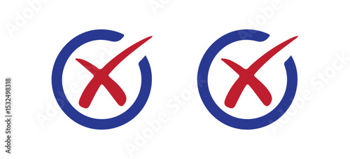  Check mark icons in green tick box and red cross. icon vector illustration eps 10