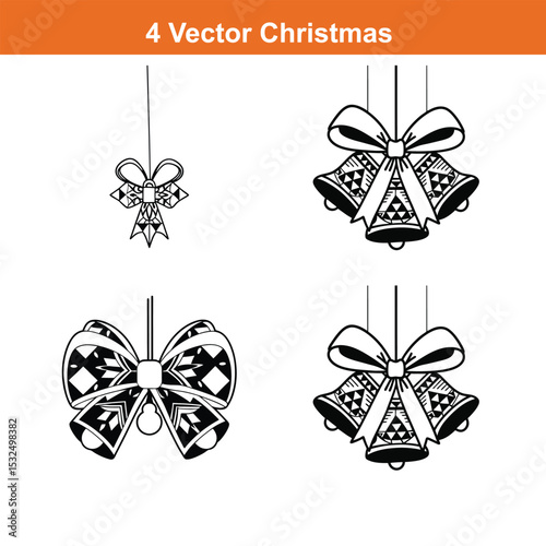 Christmas ornament flat icon,Christmas Decoration Icon on Black and White Vector Backgrounds