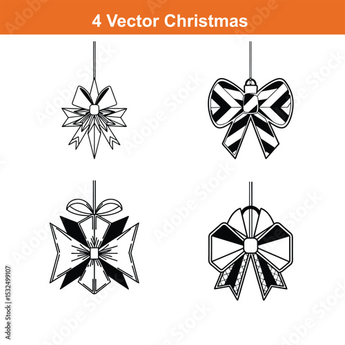 Christmas ornament flat icon,Christmas Decoration Icon on Black and White Vector Backgrounds